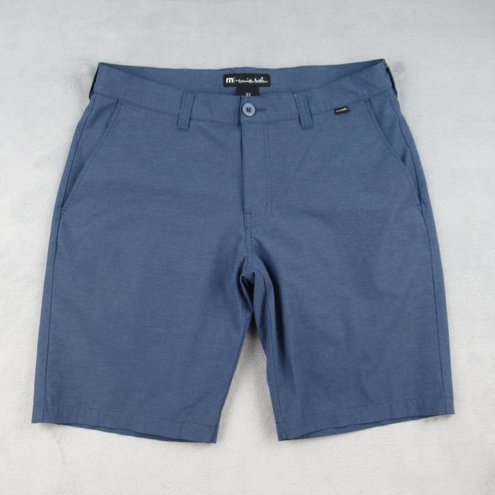 TravisMathew Shorts Mens 33 Blue Beck Performance Stretch Flat Front Golf Casual